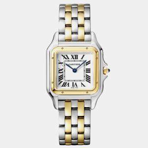 Cartier Silver Multicolor Stainless Steel 18k Yellow Gold Panthere Quartz Women's Wristwatch 29mm