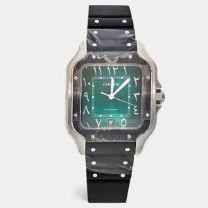 Cartier Santos de Cartier Steel Large Model Automatic Green Arabic Dial Wssa0055 Men's Watch 39.8 MM