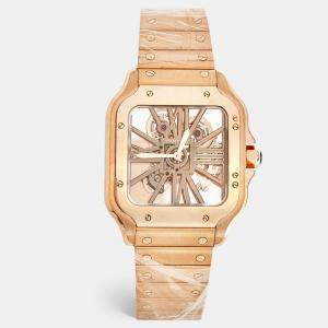 Cartier Santos de Cartier 18K Rose Gold Skeleton Watch Large Model WHSA0016 Men's Watch 39.7 MM