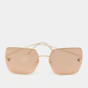 Cartier Gold Mirrored CT0121S Panthere De Cartier Square Sunglasses
