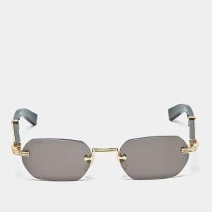 Cartier Black/Gold Tone CT0362S Premier de Cartier Rectangle Sunglasses