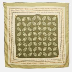 Cartier Green Print Silk Must de Cartier Scarf