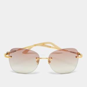 Pre Owned Cartier Brown Gradient Rimless Butterfly Sunglasses