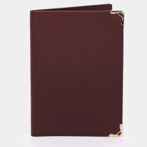 Pre Owned Cartier Burgundy Leather Must de Cartier Passport Holder