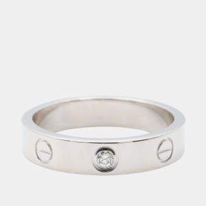 Pre Owned Cartier Love 18K White Gold and Diamond Band Ring EU 52