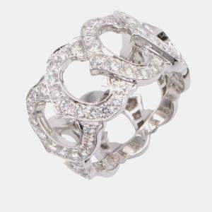 Pre Owned Cartier C de Cartier 18K White Gold and Diamond Band Ring EU 53