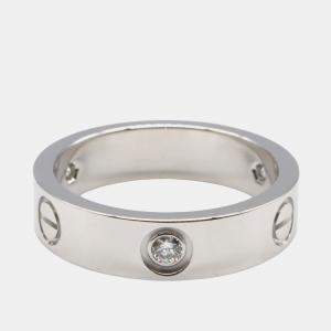 Pre Owned Cartier Love 18K White Gold and Diamond Band Ring EU 60