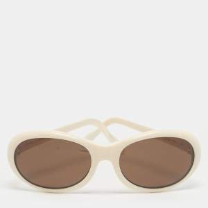 Pre Owned Cartier Ivory/Brown Frame Oval Sunglasses