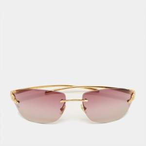 Pre Owned Cartier Burgundy/Gold Tone Gradient CT0068S Panthere De Cartier Sunglasses