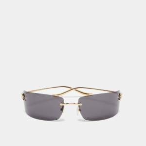 Pre Owned Cartier Black/Gold Tone CT0503S Panthere De Cartier Rectangle Sunglasses