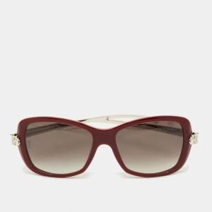 Pre Owned Cartier Burgundy/Grey Gradient Panthere Wild Cat Eye Sunglasses