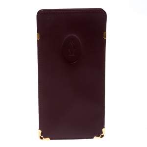 Pre Owned Cartier Maroon Leather Must de Cartier Sunglasses Case
