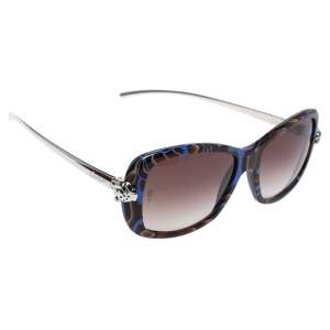 Pre Owned Cartier Blue Tortoiseshell/ Brown Gradient Panthère Wild de Cartier Square Sunglasses