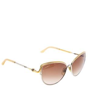 Pre Owned Cartier Two Tone / Brown Gradient CT0089S Trinity de Cartier Cateye Sunglasses