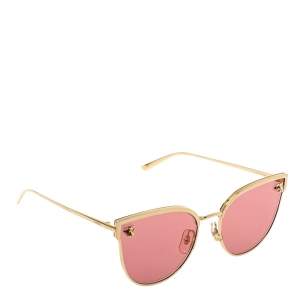 Pre Owned Cartier Brushed Gold Tone / Pink Panthère de Cartier CT0198S Cat-Eye Sunglasses