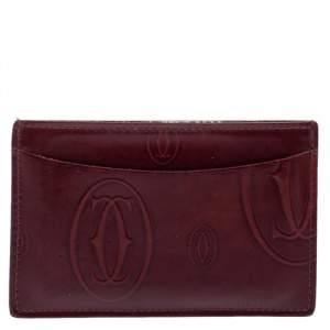 Pre Owned Cartier Red Glazed Leather Happy Birthday Single Card Holder