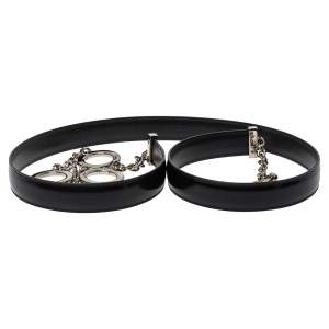 مملوكة مسبقًا Cartier Black Leather Chain Belt 95CM