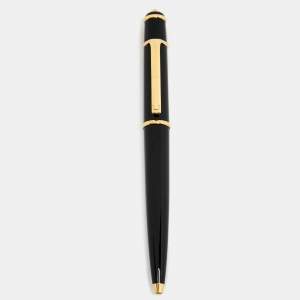 Pre Owned Cartier Diabolo Black Resin Gold Plated Ballpoint Pen