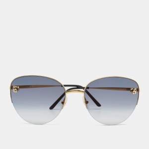 Pre Owned Cartier Blue/Gold Gradient Panthere De Cartier Aviator Sunglasses