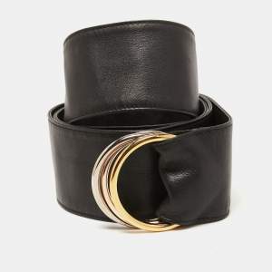 Cartier Black Leather Infinity Waist Belt 