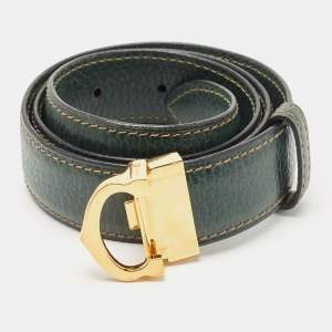 Cartier Green Leather Waist Belt 70CM