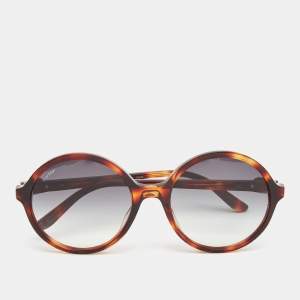 Cartier Brown Tortoise Gradient Round Sunglasses