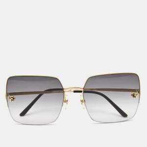 Cartier Gold Tone/Grey Gradient CT0121S Oversized Square Sunglasses