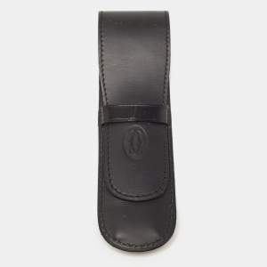Pre Owned Cartier Black Leather Flap Pen Pouch