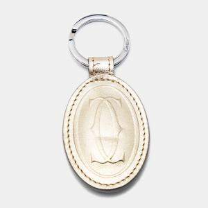 Pre Owned Cartier Gold Leather Must de Cartier Key Ring