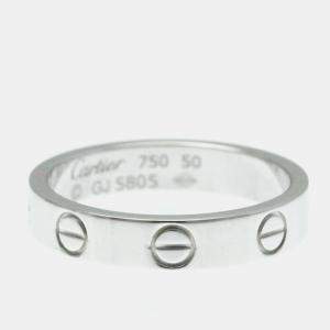 Pre Owned Cartier 18K White Gold Love Band Ring EU 50