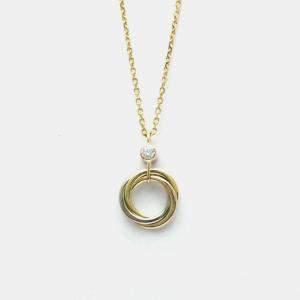 Pre Owned Cartier 18K Yellow, Rose, White Gold and Diamond Trinity Pendant Necklace 