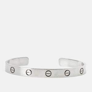 Pre Owned Cartier Love  18k White Gold Open Cuff Bracelet 17