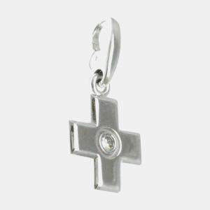 Cartier 18K White Gold and Diamond Cross Charm 