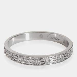 Cartier White Gold Love Wedding Pave Small Diamond Band EU 51