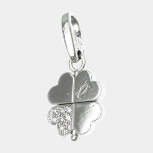 Cartier 18K White Gold and Diamond 4 Leaf Clover Pendant Charm