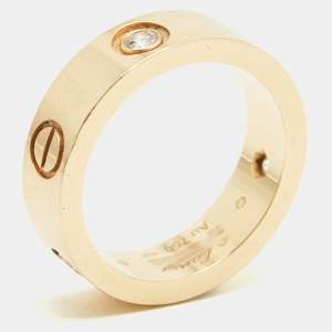 Pre Owned Cartier Love 3 Diamond 18k Rose Gold Ring Size 53