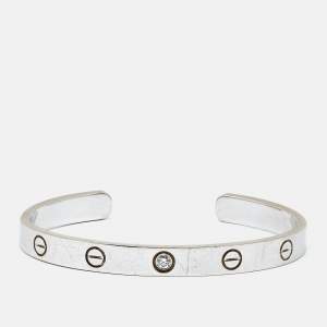 Cartier Love1 Diamond 18k White Gold Open Cuff Bracelet 17