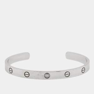 Pre Owned Cartier Love 1 Diamond 18k White Gold Cuff Bracelet