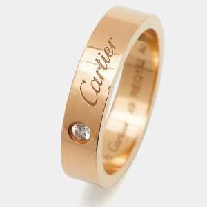 Cartier C De Cartier Diamond 18k Rose Gold Wedding Band Ring Size 49