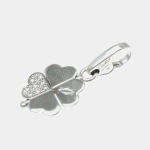 Cartier 18K White Gold and Diamond 4 Leaf Clover Pendant Charm