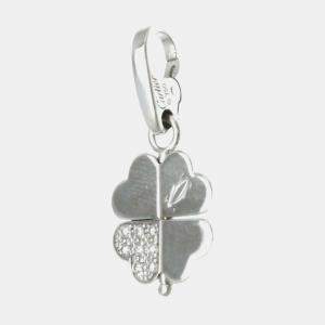 Cartier 18K White Gold and Diamond 4 Leaf Clover Pendant Charm