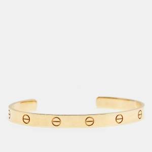 Pre Owned Cartier Love 18k Yellow Gold Open Cuff Bracelet 19