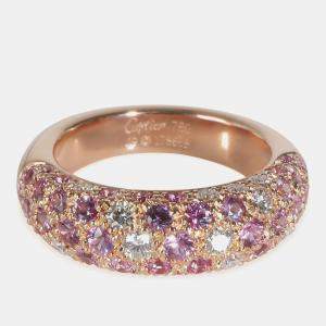 Cartier 18K Rose Gold and Diamond Etincelle Band Ring EU 49