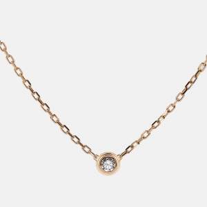 Pre Owned Cartier D'Amour Diamond 18k Rose Gold Small Model Necklace