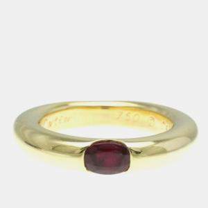 Cartier 18K Yellow Gold and Ruby Ellipses Band Ring EU 50