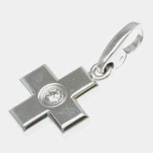 Cartier 18K White Gold Diamond Cross Charm Pendant