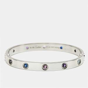 Cartier Love Multi Gemstone 18k White Gold Bracelet 16 