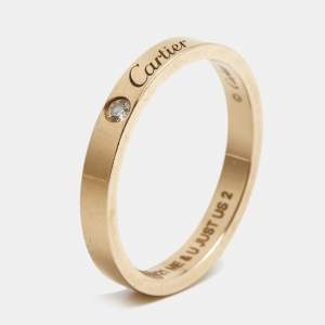 Cartier C De Cartier Diamond 18k Rose Gold Wedding Band Ring Size 60