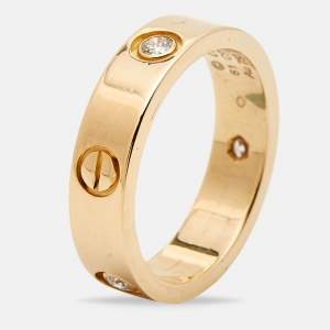 Cartier Love 3 Diamonds 18k Yellow Gold Ring Size 61