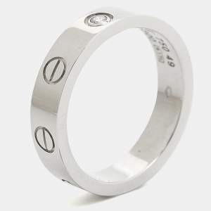 Cartier Love 1 Diamond 18K White Gold Narrow Wedding Band Ring Size 49